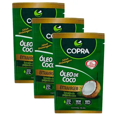 Kit 3 Óleo de Coco Copra Extra Virgem Sachê 15ml